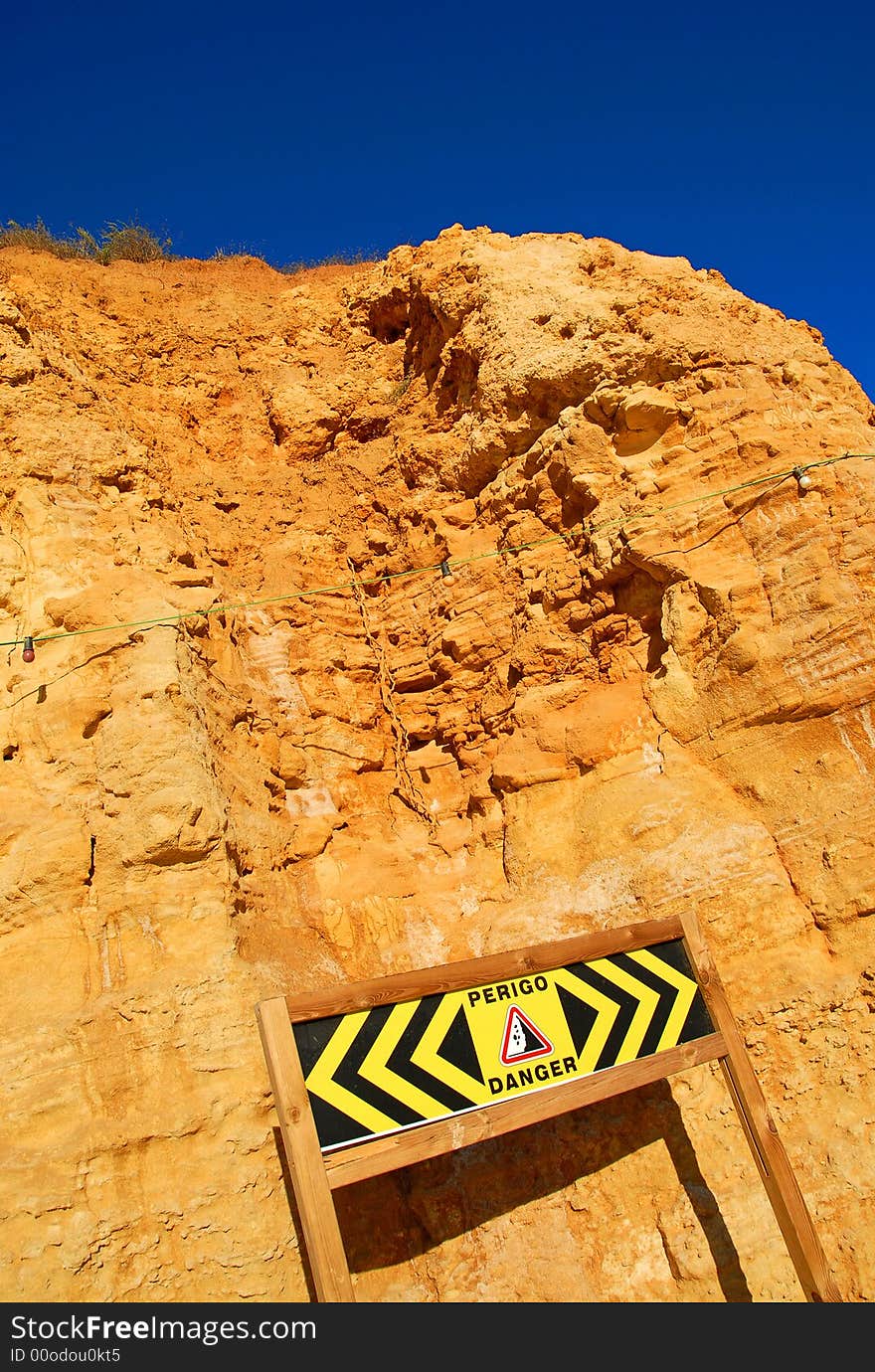 Danger sign at the cliff