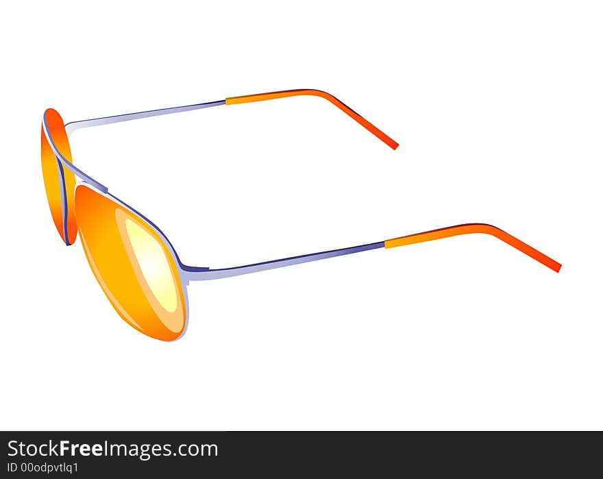 Dark solar glasses on a white background