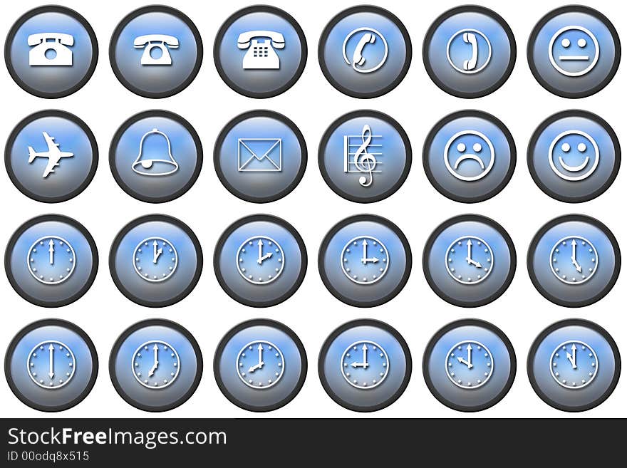 24 useful blue plastic buttons