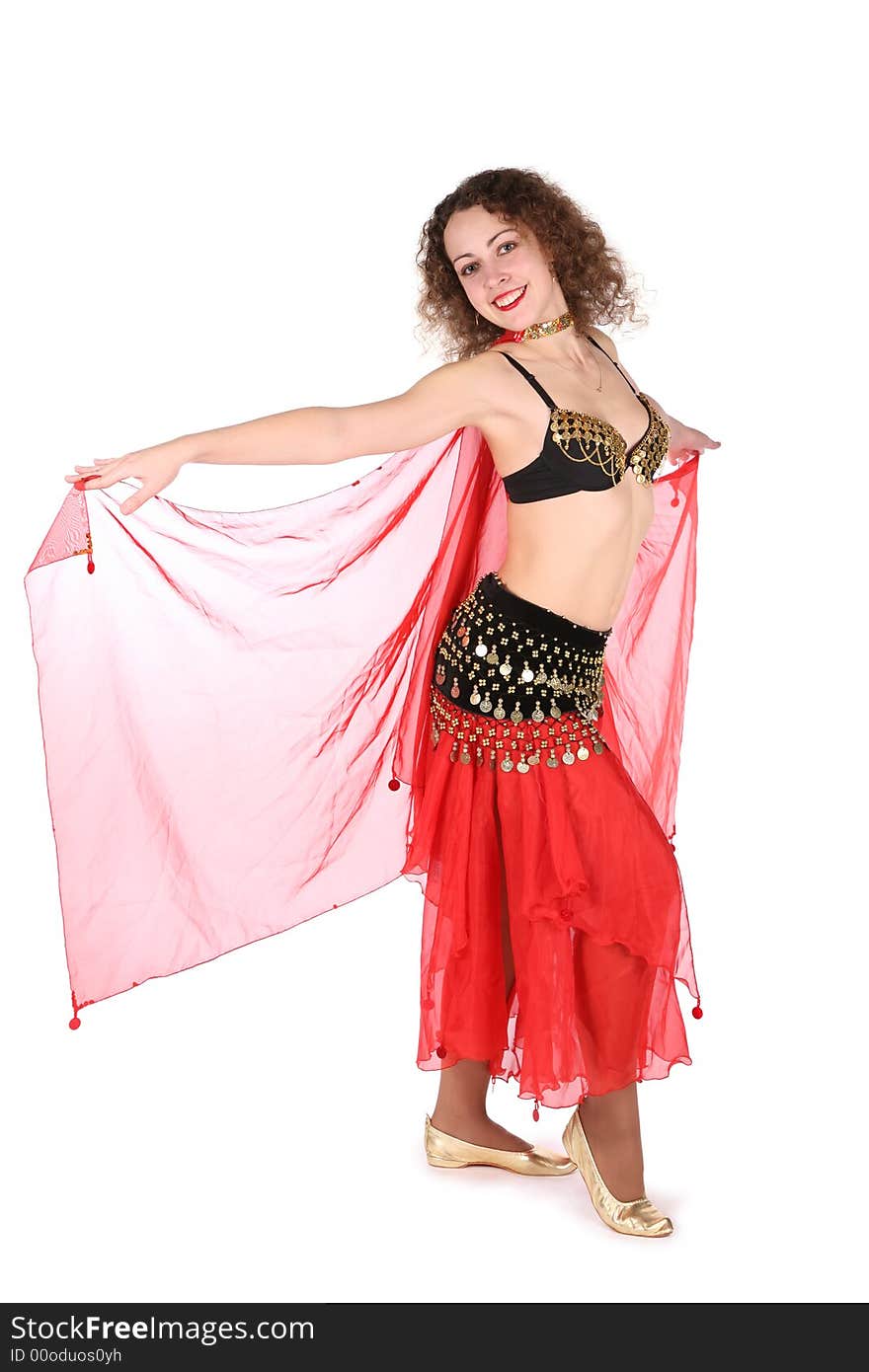 Bellydance in red on a white