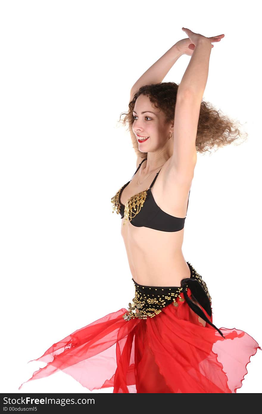 Bellydance girl on a white