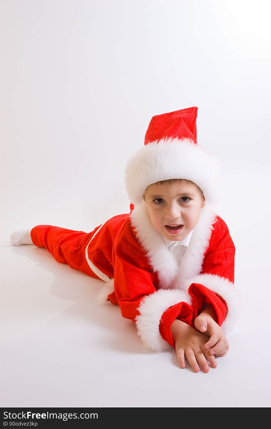 Cute baby Santa portrait isolated