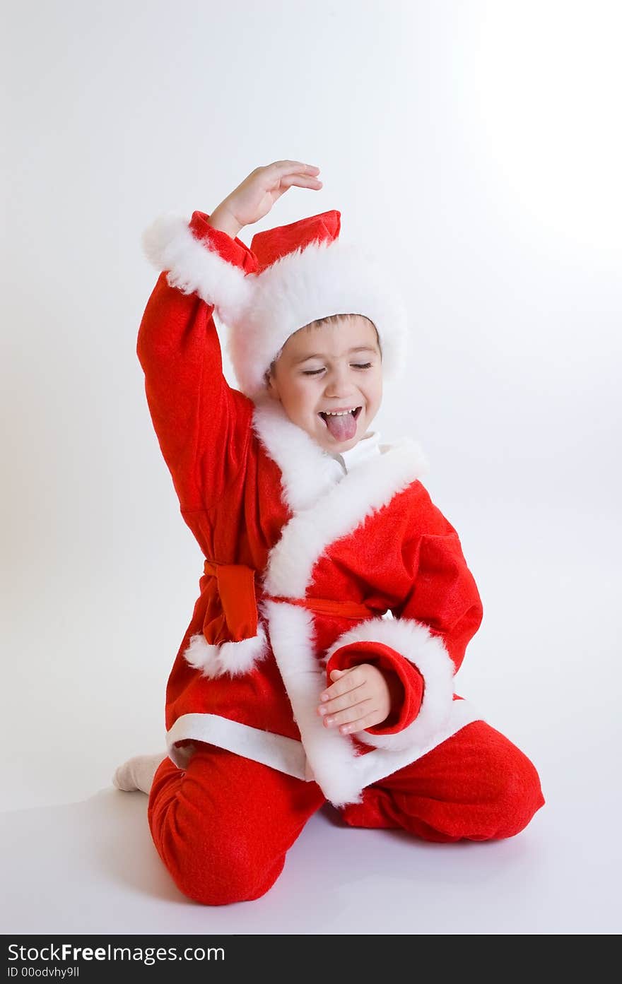 Cute baby Santa portrait isolated