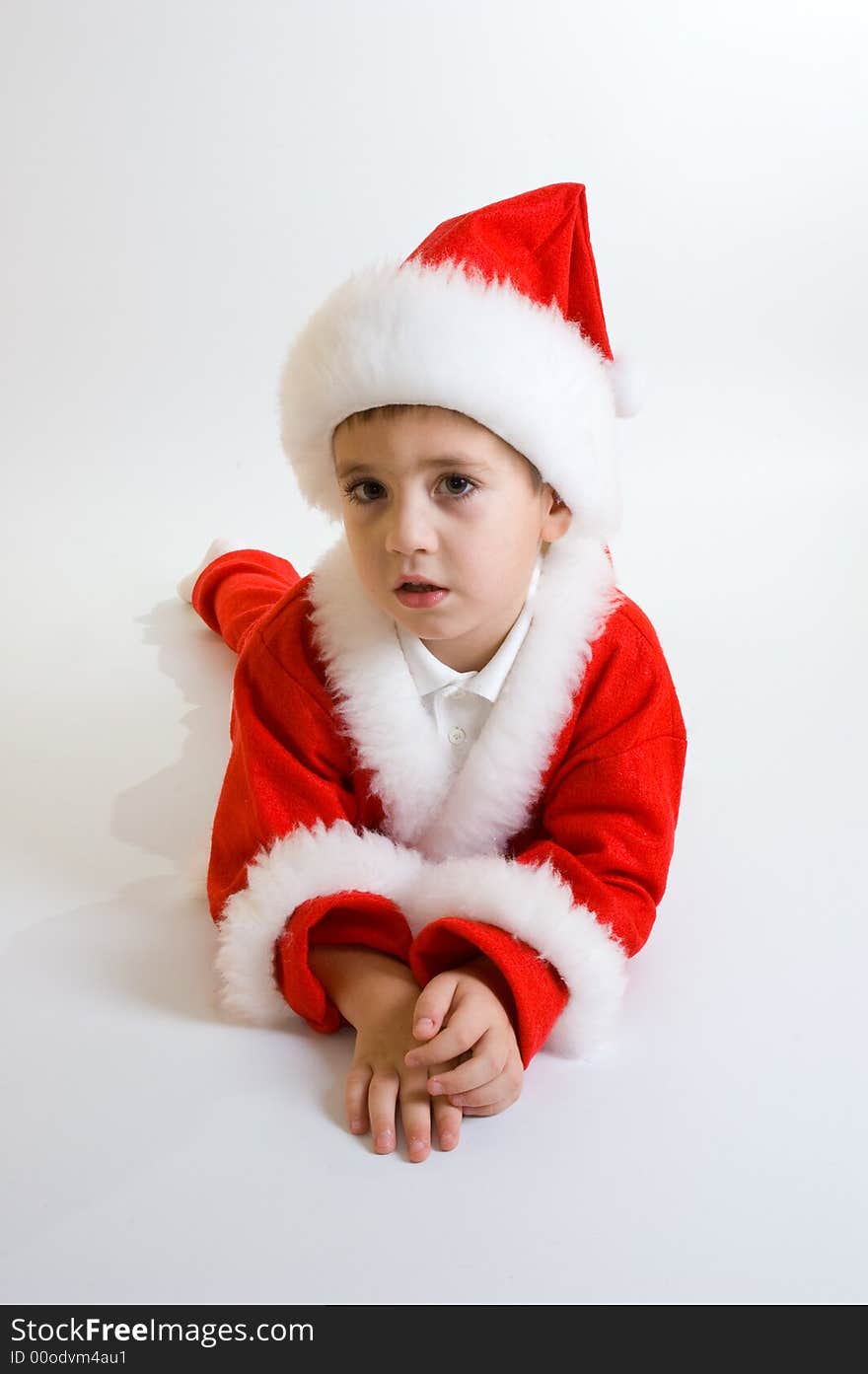 Cute baby Santa portrait isolated