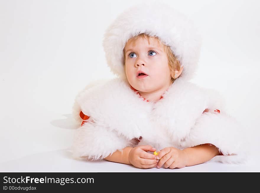 Cute baby Santa portrait isolated