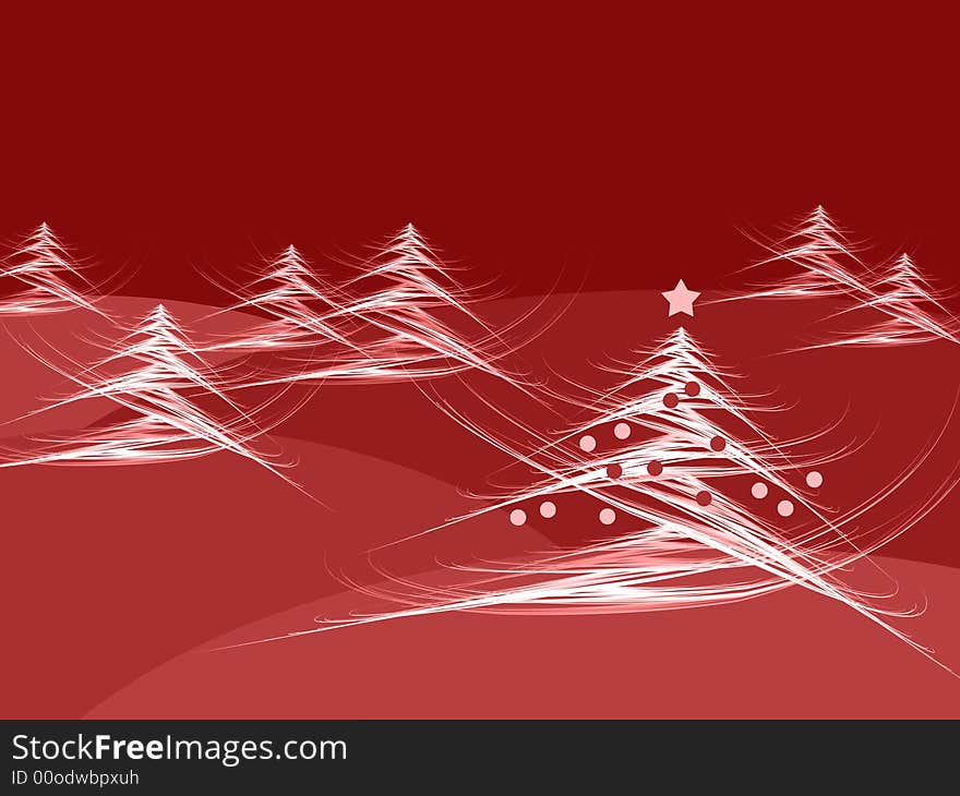 Christmas tree with star in a winter scene