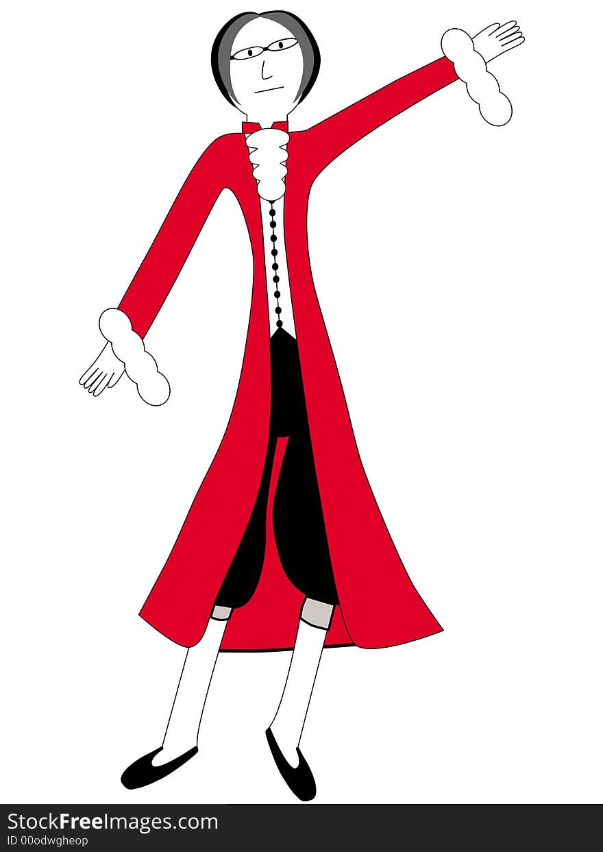 Cartoon man in Gothic red coat outfit. Cartoon man in Gothic red coat outfit.