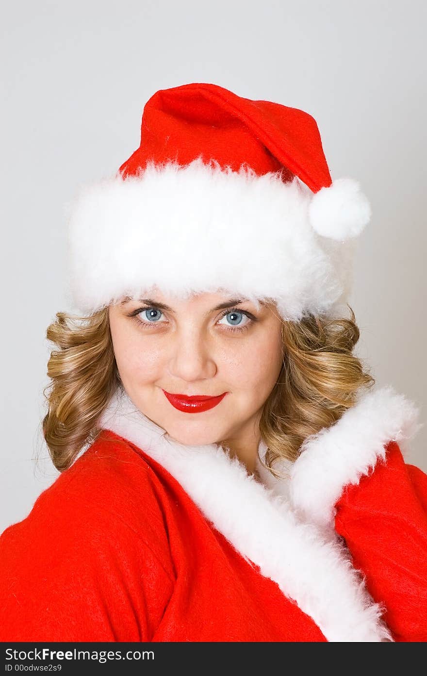 Beautiful Santa girl isolated portrait