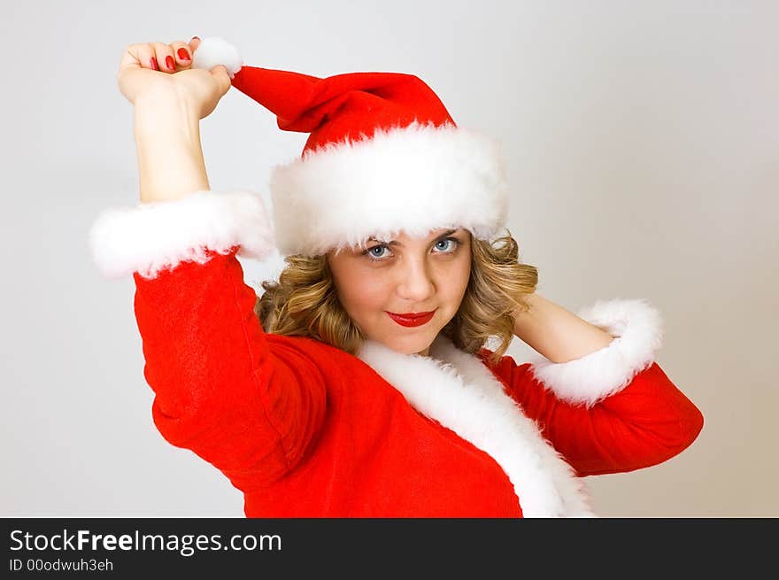 Beautiful Santa girl isolated portrait