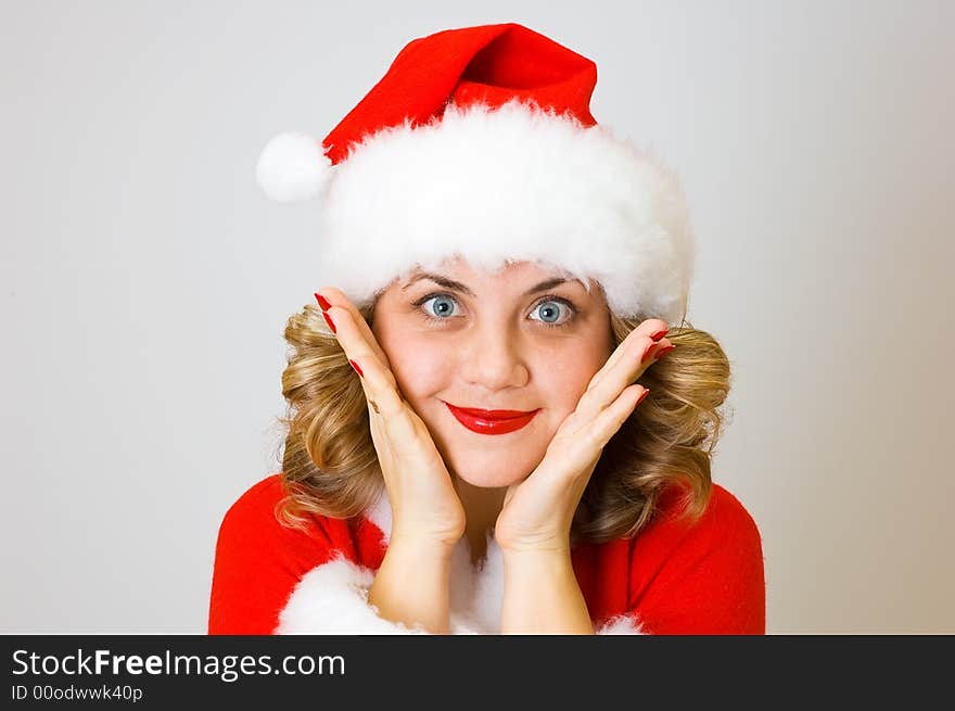 Beautiful Santa girl isolated portrait