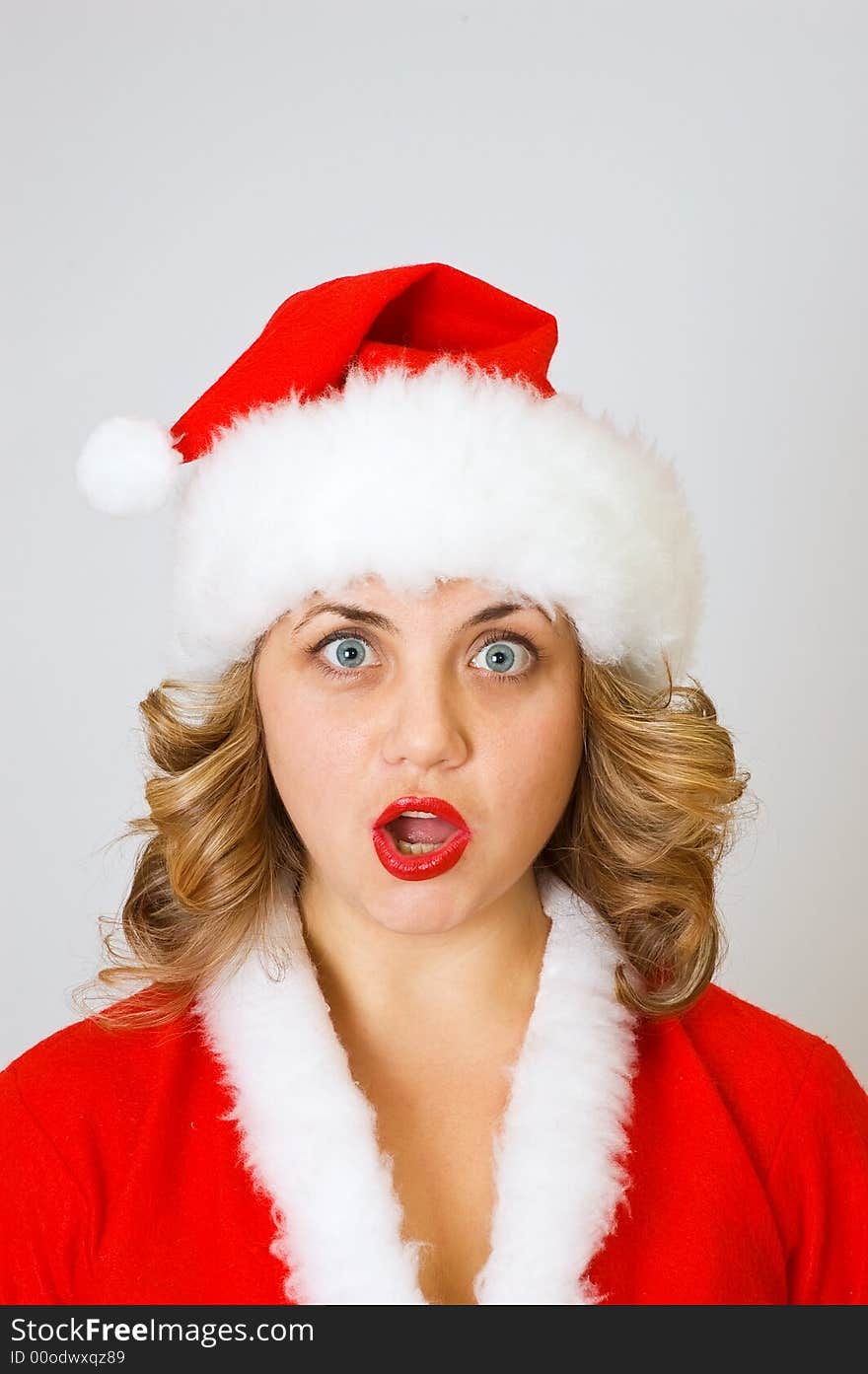 Beautiful Santa girl isolated portrait