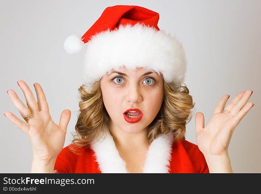 Beautiful Santa girl isolated portrait