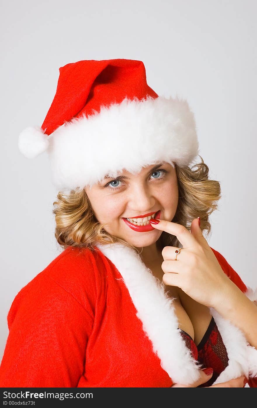 Beautiful Santa girl isolated portrait