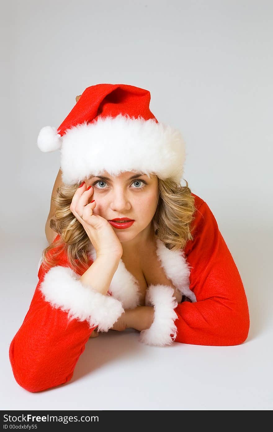 Beautiful Santa girl isolated portrait