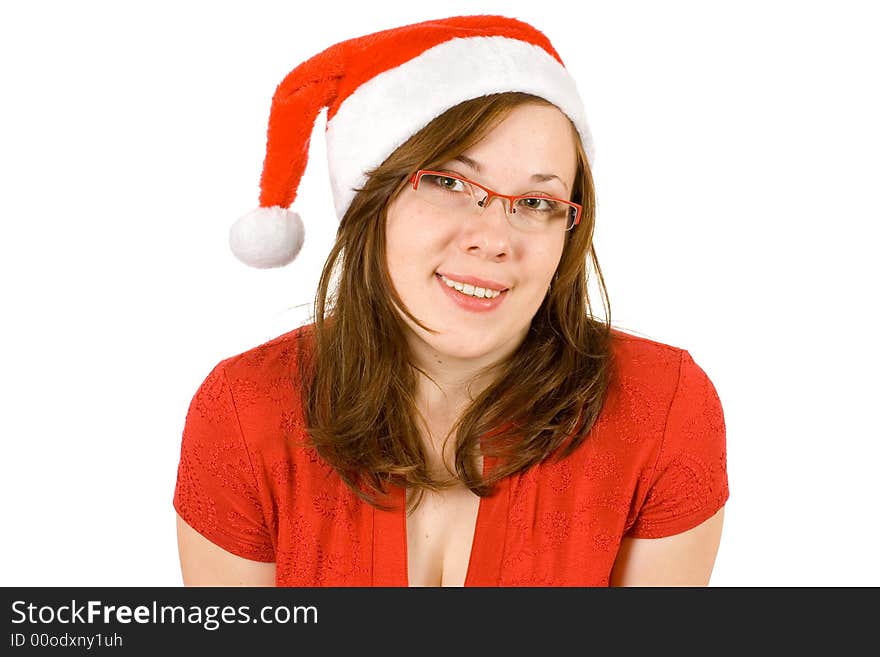 Girl With Santa Hat And Red Specs