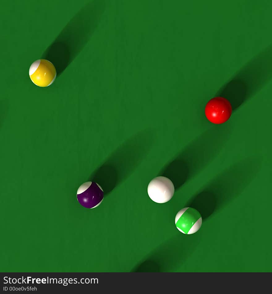 Billiard table with balls