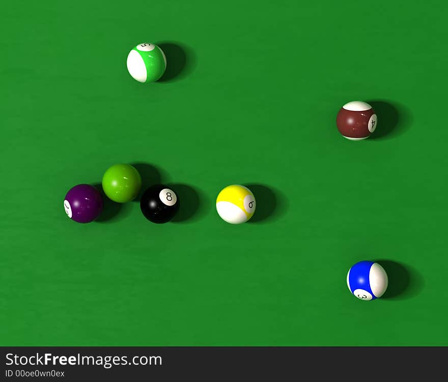 Billiard table with balls - photorealistic 3d render