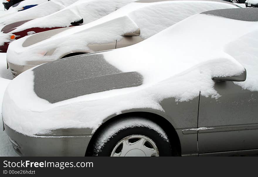 Cars covered in snow after snowstorm. Cars covered in snow after snowstorm