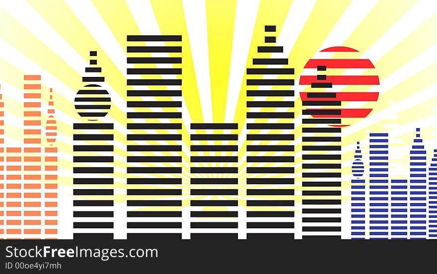 Illustration of graphical representation of big buildings