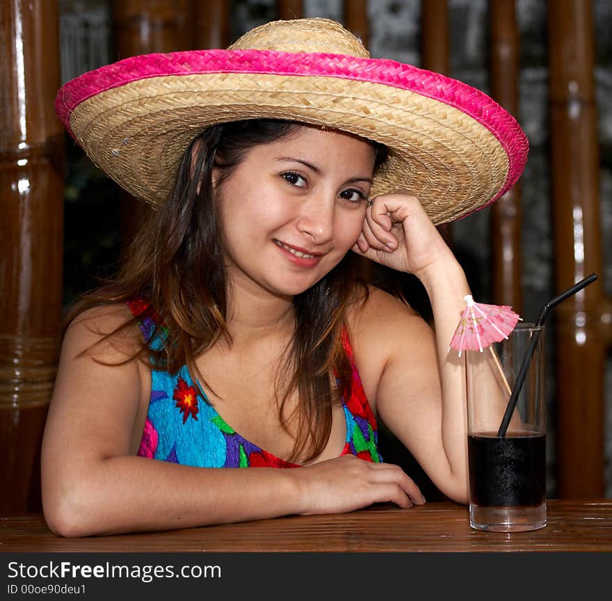 A beautiful woman wearing a summer clothing