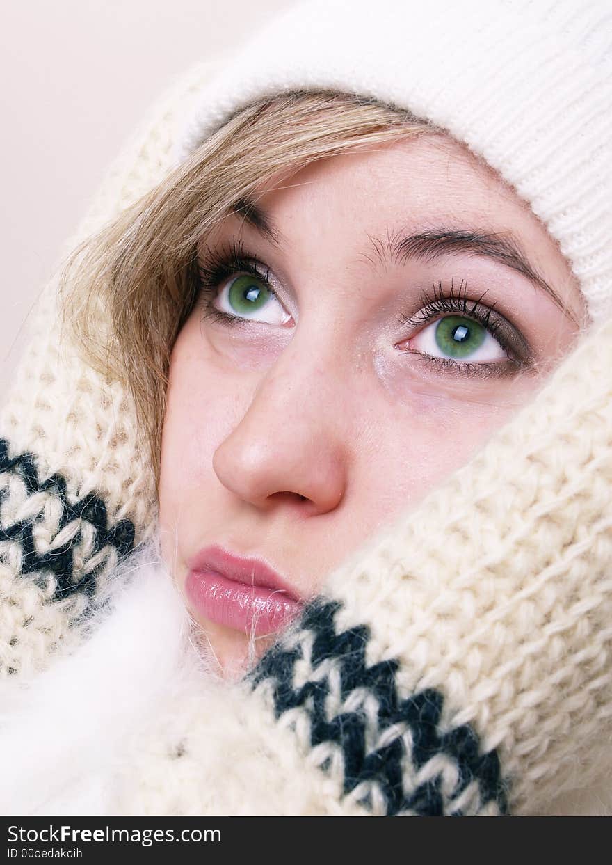 Closeup of young beautiful girl