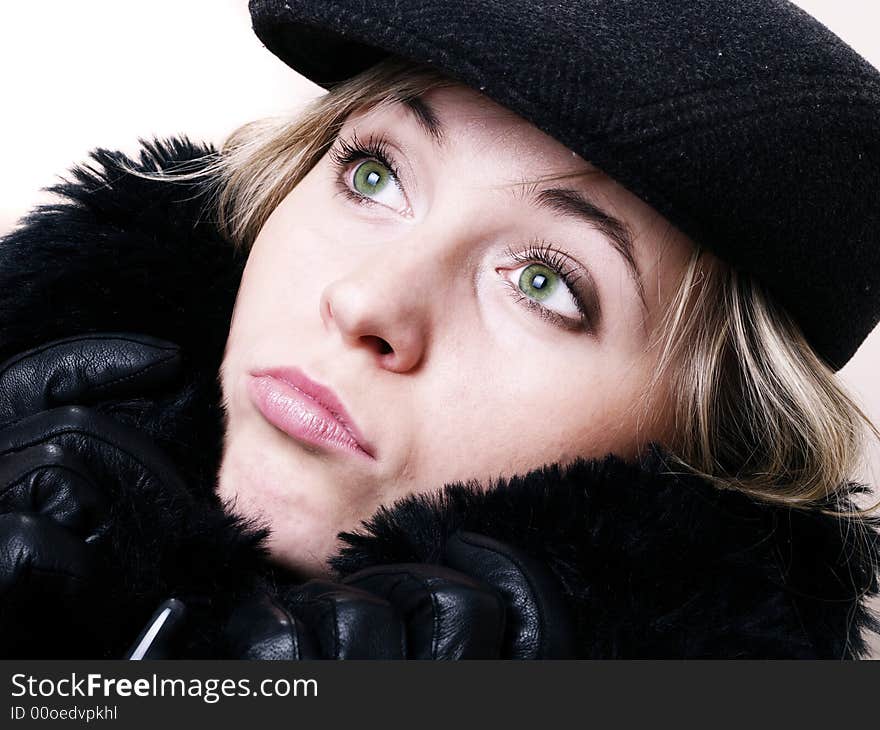 Closeup of young beautiful girl