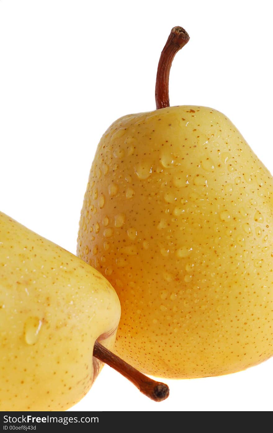 Close-up of two pears isolated