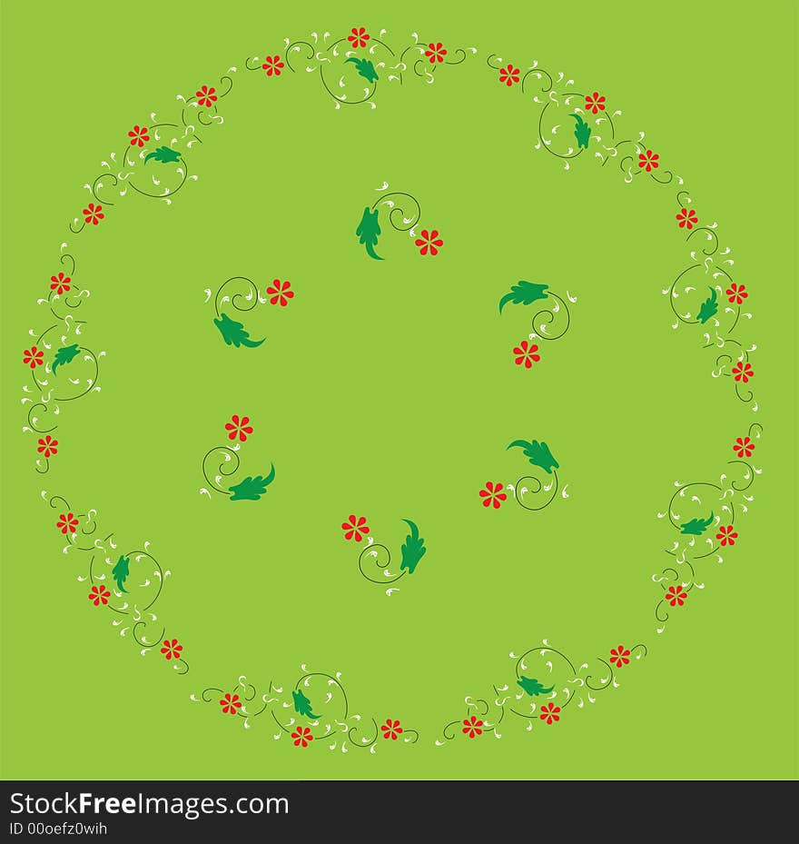 Ottoman Green Halic Vector Flower