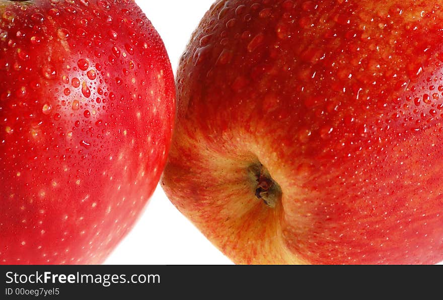 Close-up of two red apples isolated