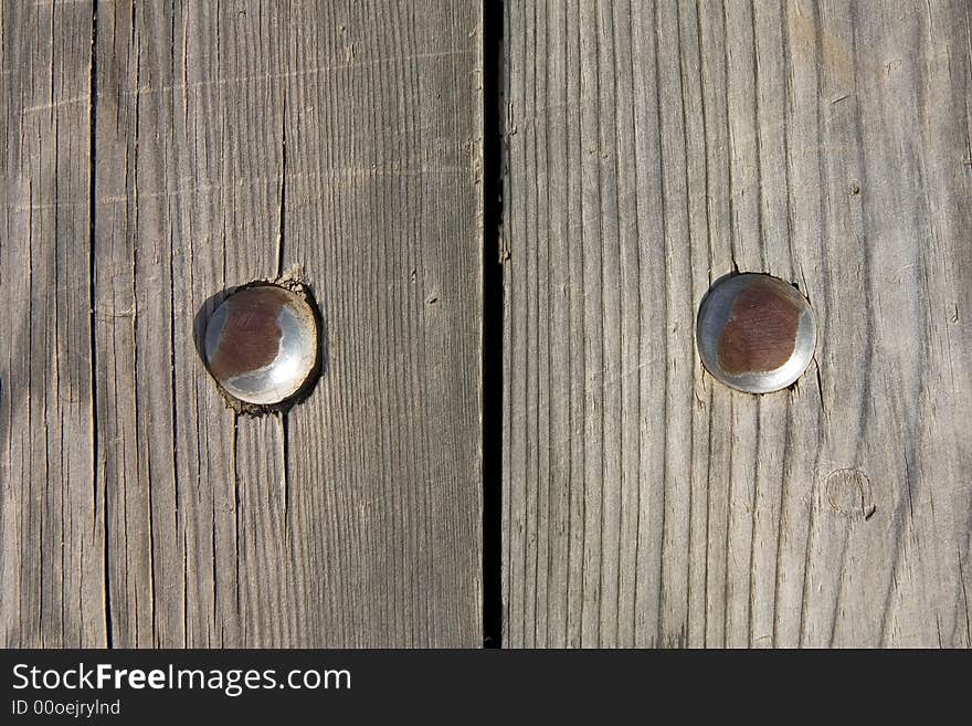 Close-up of an aged nailed wood wall