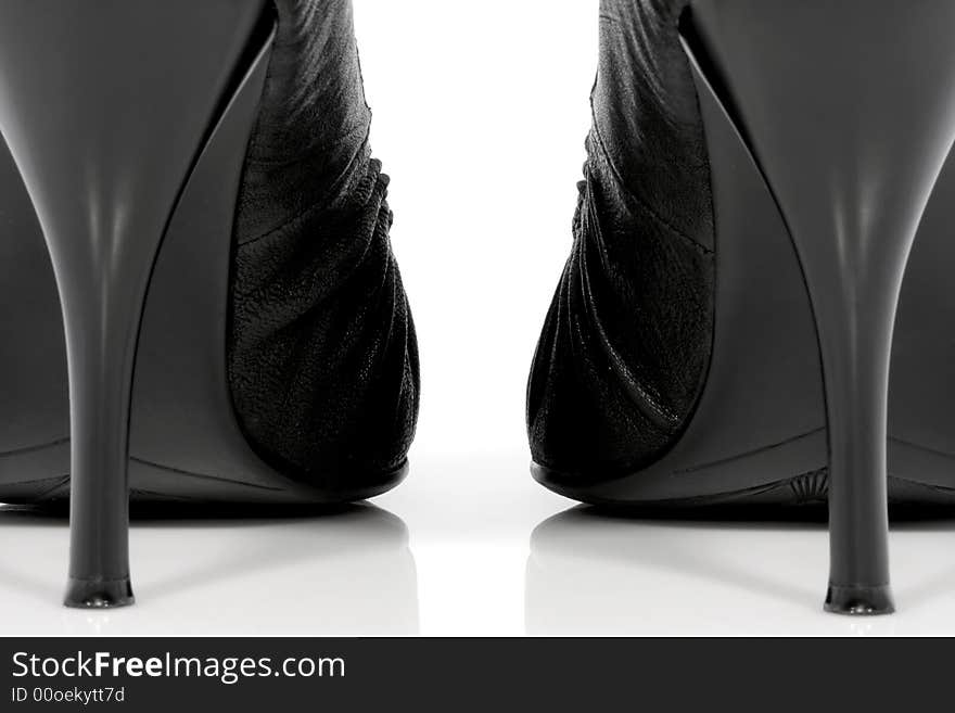 Black woman shoes isolated on white background