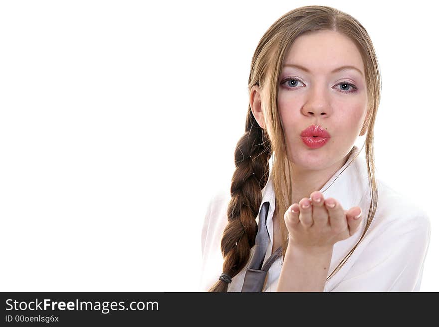 Beautiful girl on a white background. Beautiful girl on a white background