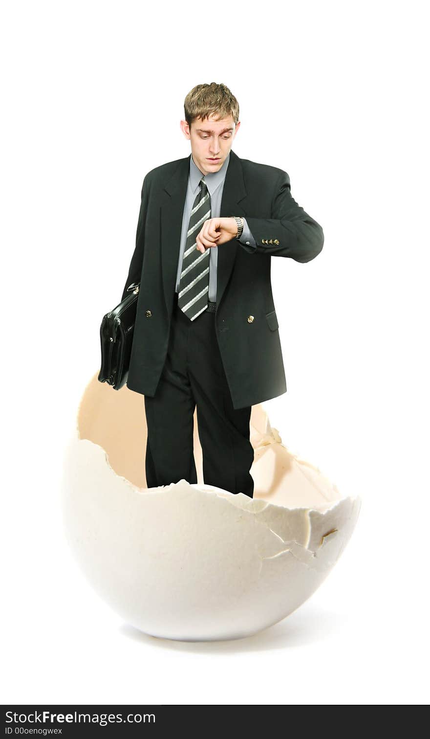 Young Businessman And Big Egg