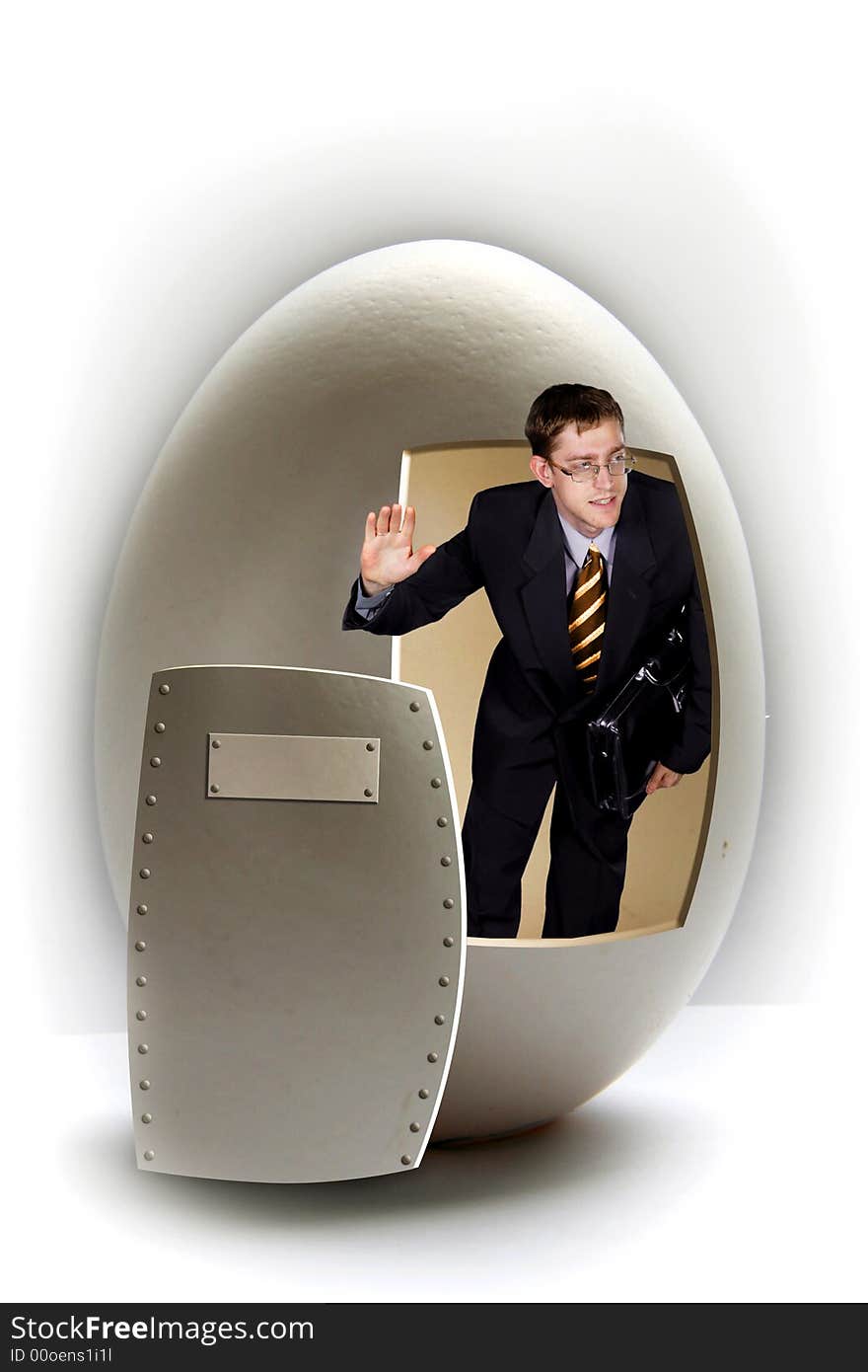 Businessman broken big egg