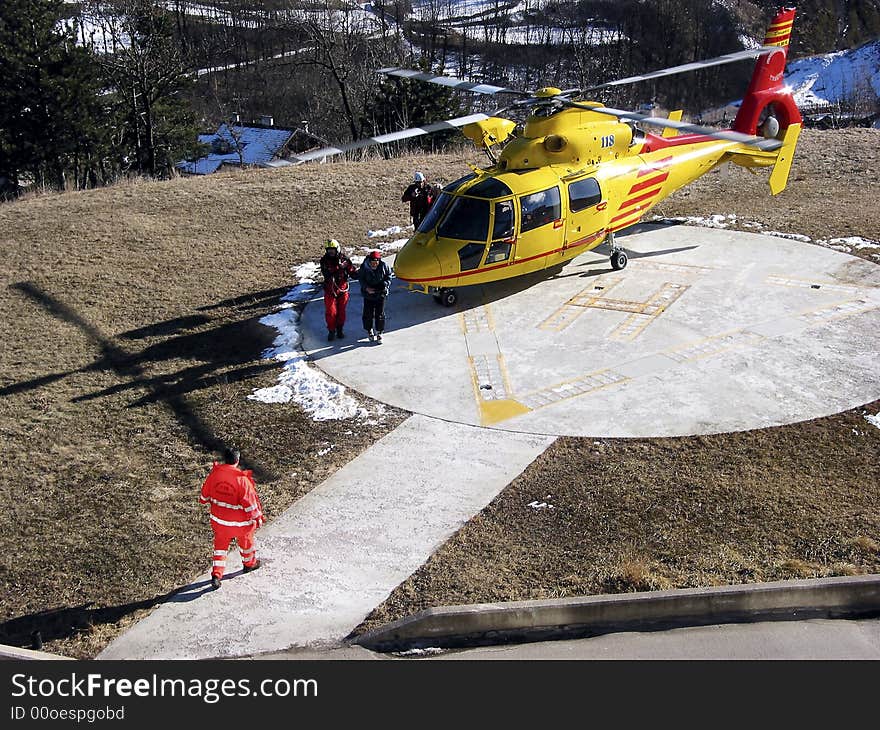 Salvage helicopter on the airfield