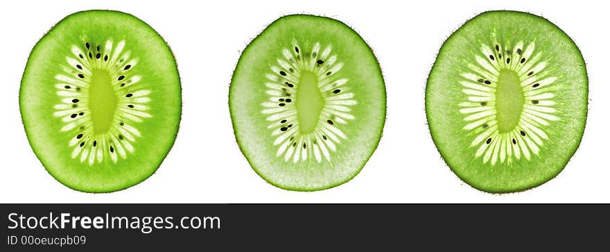 Three different kiwi slices