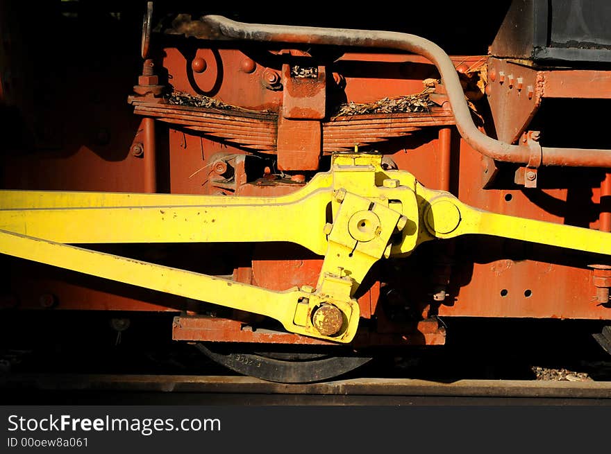 Driving wheel of an old steam train. Driving wheel of an old steam train