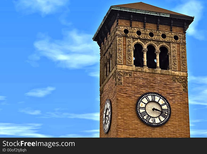 Old clock tower in downtown Tacoma Washington