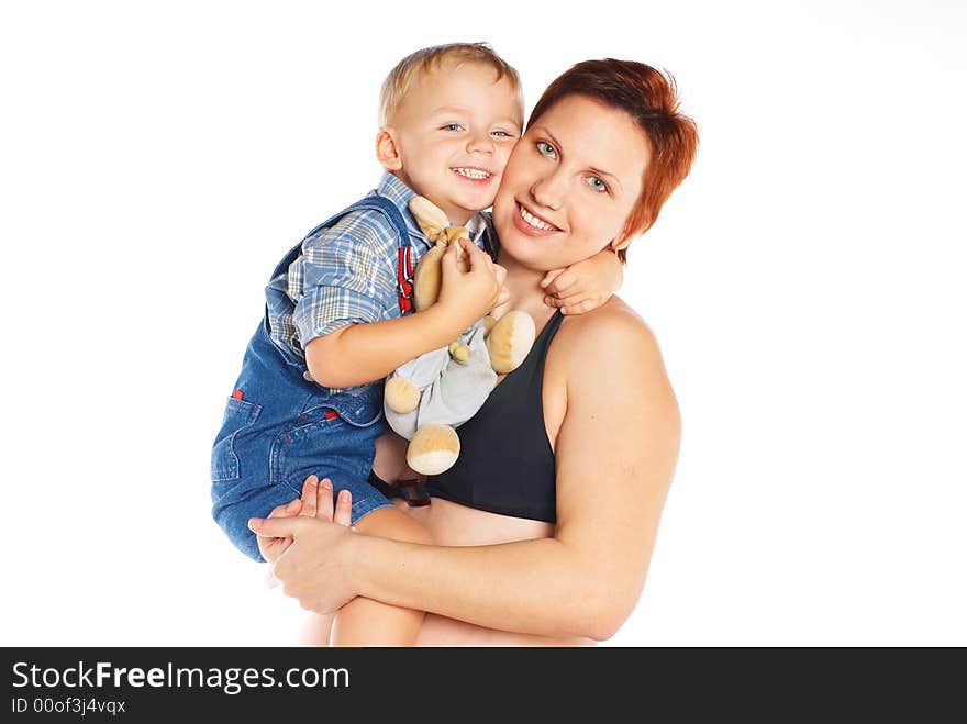 Woman with child in hands