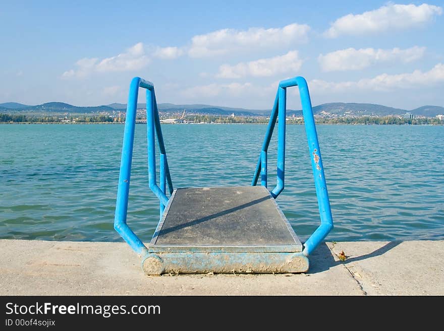 Stair on a Tihany free beach. Stair on a Tihany free beach.