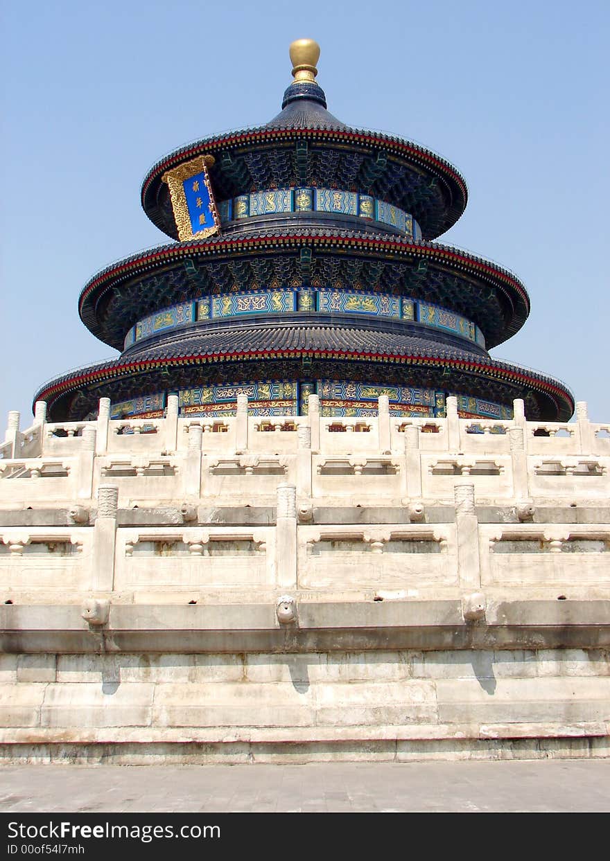 A view of the elaborate landmark and historic Temple of Heaven in Beijing, China.