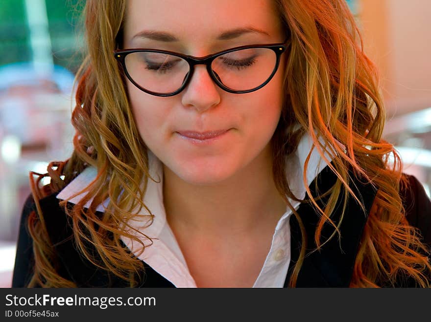 Intelligent beautiful young woman with glasses. Intelligent beautiful young woman with glasses