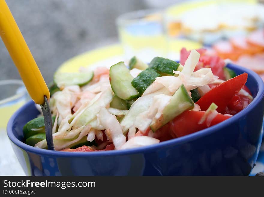 Salad with tomatoes and cucumbers