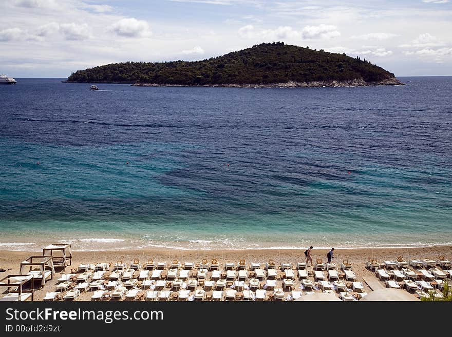 Beach Chairs Ready On Beautiful Beach. Beach Chairs Ready On Beautiful Beach