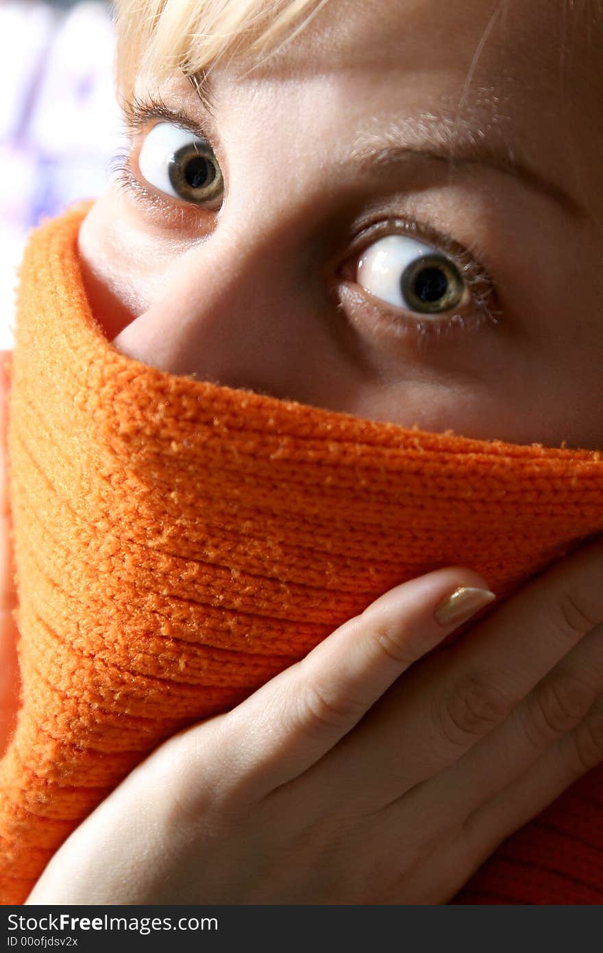 Beautiful girl in orange scarf