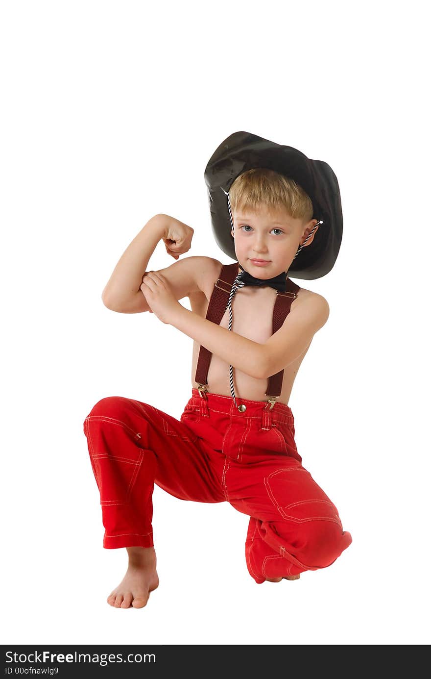 The boy in clothes of cowboy