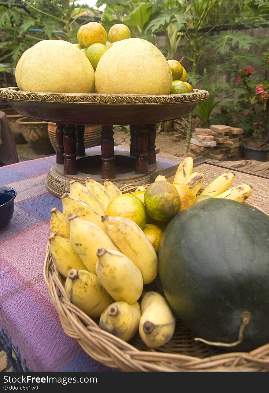 Tropical fruit in a garden