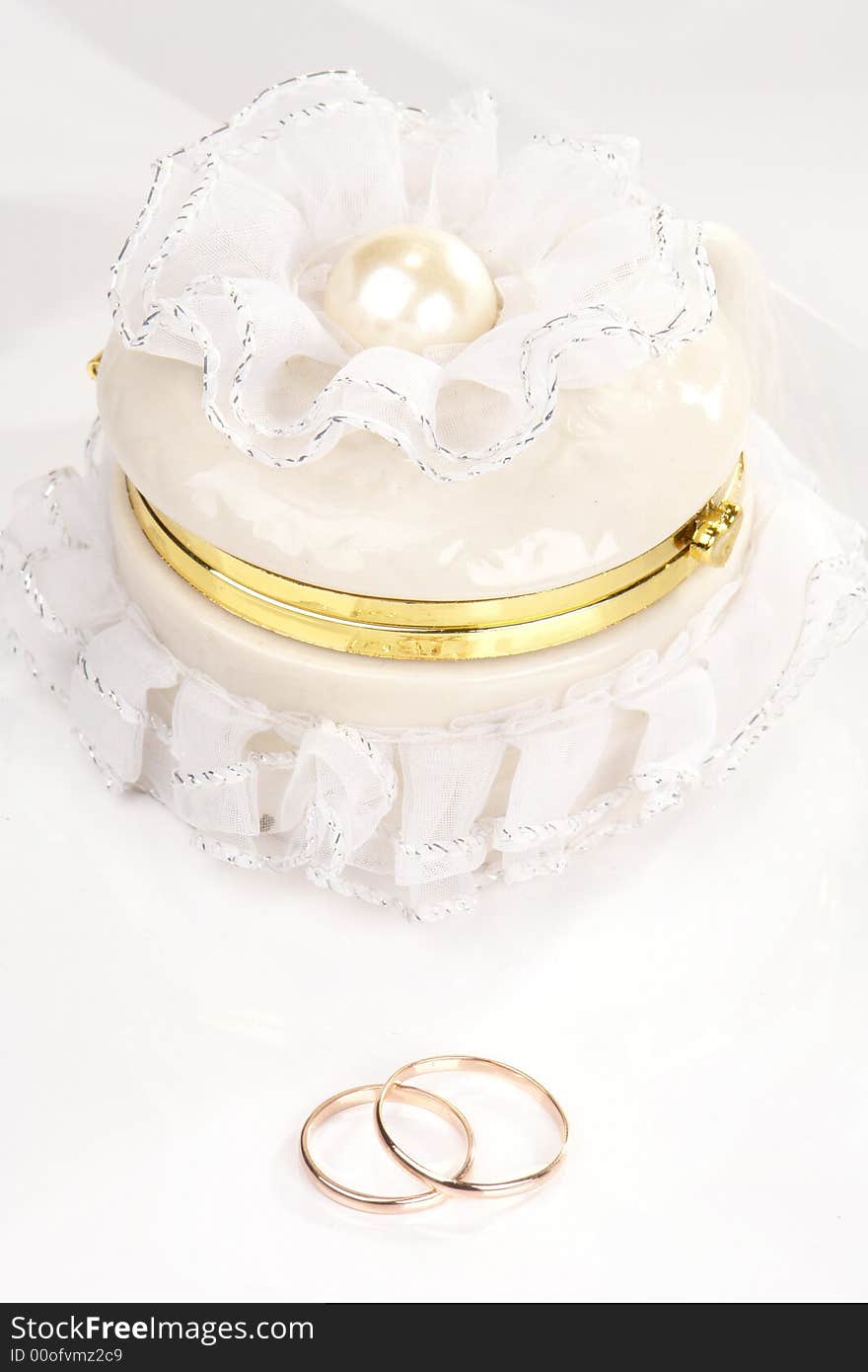 Wedding rings on a white background