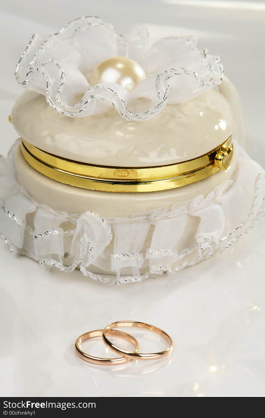 Wedding rings on a white background