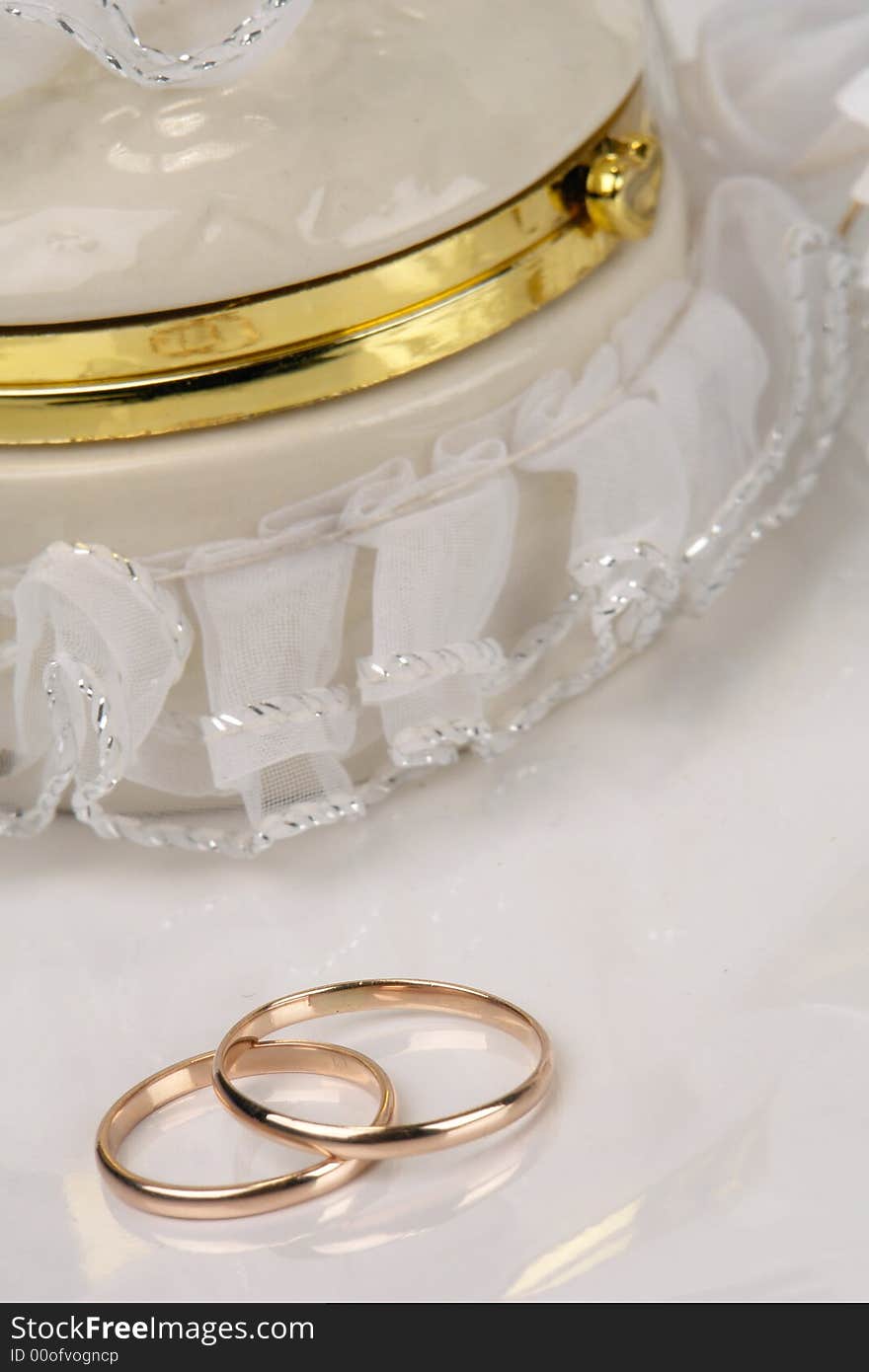 Wedding rings on a white background